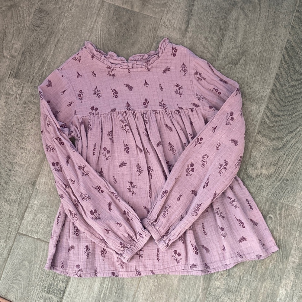Cat & Jack dusty violet Long Sleeve woven Blouse